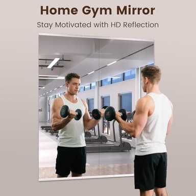 LOAAO Home Gym Mirror, 56"x24"-2 PCS Gym Mirrors for Wall, Frameless, Tempered Glass, Large Workout Mirrors for Home Gym, Dance Studio, Yoga Room, Garage Gym - Image 2