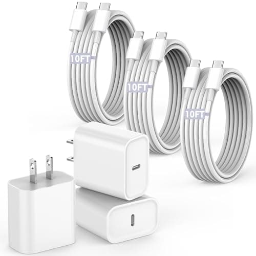 10FT Fast Charging Cord for iPhone 17 16e 15,3Pack Extra Long 10Foot USB C to Type C Charger Cable 20W USBC Charger Block Cube Super Quick Charging for iPhone 17 Air/17 16 15 Pro/Plus/Pro Max,iPad Pro - Image 1