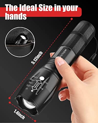Victoper LED Flashlight 2 Pack, Bright Tactical Torch High Lumens with 5 Modes, Waterproof Zoomable Flash Light, Christmas Stocking Stuffers Gifts for Men, Hunting Camping Essentials Gear - Image 6