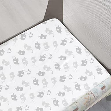Pack and Play Sheets, 2 Pack Mini Crib Sheets, Stretchy Playard Fitted Sheet, Compatible with Graco Pack n Play, Soft and Breathable Material, Stars & Elephant - Image 3