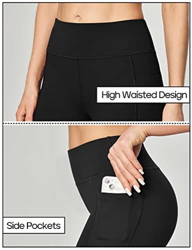 Heathyoga Women's Yoga Pants with Pockets for Women Bootcut Wide Leg Pants for Women High Waisted Workout Pants Black - Image 2