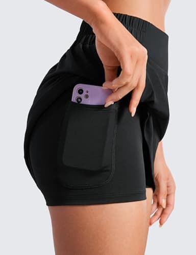 CRZ YOGA High Waisted Golf Skirts for Women A Line Tennis Athletic Casual Skort with Inner Shorts Pockets Black Medium - Image 5