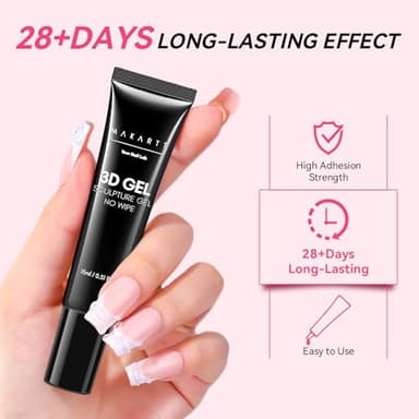 Makartt 3D Nail Gel and Chrome Nail Powder Kit, 15g Sculpting Gel for Nail Art DIY No wipe 3D Molding and Metallic Chrome Powder Set for Decoration Manicure Pedicure Use - Image 8