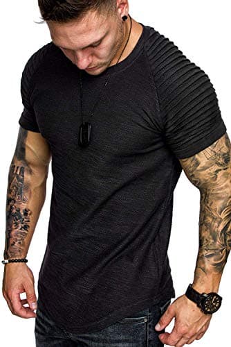 COOFANDY Men's Gym Shirts Workout Muscle Tee Short Sleeve Hipster Hip Hop T Shirts Black XXL - Image 1