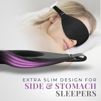 SmartRest Sleep Mask [2 Pack] - Eye Mask for Sleeping - Ultra Lightweight for Side Sleepers, Contoured, 100% Blackout Sleeping Masks for Women and Men, Blindfold and Eye Covers - S1 Black - Image 3