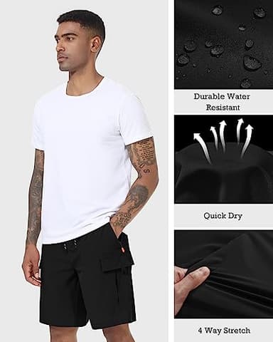 Men's Cargo Shorts Quick Dry Lightweight Stretch Hiking Shorts for Men with 5 Pockets No Lining Black - Image 4