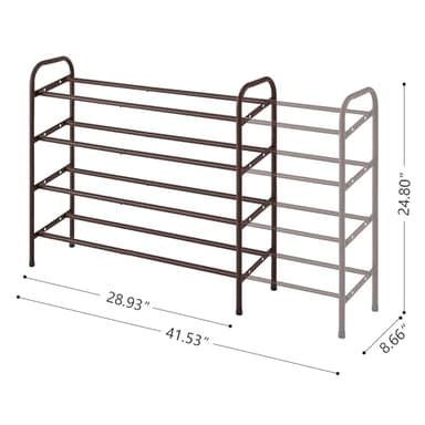 Gewudraw 4-Tier Shoe Rack,41.53'' Closet Shoe Organizer for Bedroom, Entryway,Expandable Metal Shelf up to 24 Pairs Shoes,Brown - Image 3