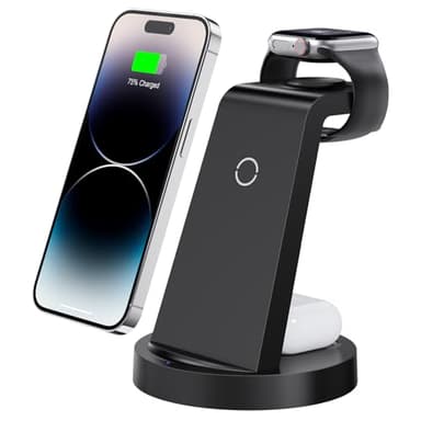 3 in 1 Charging Station for iPhone, Wireless Charger for iPhone 17 16e 16 15 14 13 12 11 X Pro Max & Apple Watch - Wireless Charging Station for AirPods 4 3 Pro - Image 1