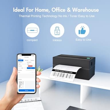NULLTONEX Bluetooth Thermal Shipping Label Printer: 4x6 Wireless Mini Clear Label Maker with Waterproof Tape for Small Business - Widely Used for USPS UPS Ebay Amazon Shopify Etsy - Image 6