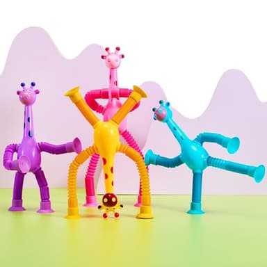 JOYIN 4 Pcs Pop Tubes Suction Cup Giraffe Toys, Autism Sensory Gifts Fidget Toys for Kids Toddler Boys Girls Year Ages 3 4 5 6 7 8 9 10 Birthday Party Favors Kids Travel Classroom Prize - Image 8