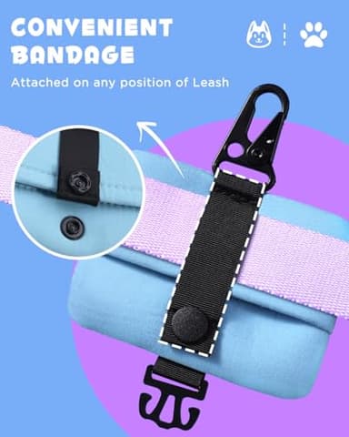 Dog Poop Bag Holder Mini,Hands Free Poop Bag Holders with Hook & Clip & Snap,Durable Dog Leash Attachment for Walking,Bags EXCLUDED,Sky Blue - Image 4