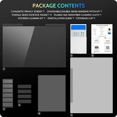 Peslv Magnetic Laptop Privacy Screen 15.6 inch for 16:9 Computer Monitor, 15" Removable Anti Glare Protector Blue Light Filter Shield Compatible with Lenovo Hp Dell Acer Asus Thinkpad Envy Xps - Image 8