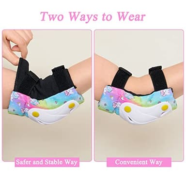 FIODAY Knee Pads for Kids Unicorn Knee Elbow Pads Wrist Guards with Drawstring Bag Adjustable Protective Gear Set for Girls Boys Inline Skating Bike Cycling Skateboard Scooter, 3-8 Years, Rainbow - Image 5