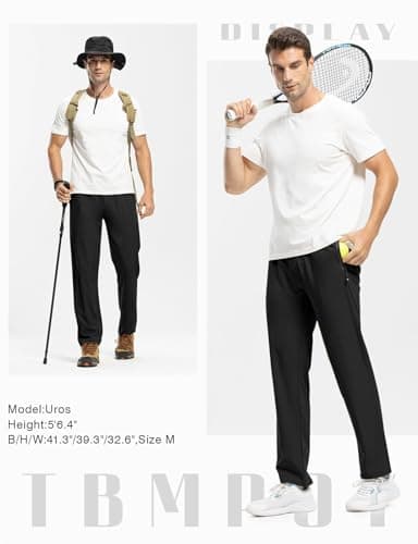 TBMPOY Men's Travel Hiking Pants Lightweight Athletic Pant Quick Dry Windbreaker Fishing Running Active Jogger Black M - Image 7