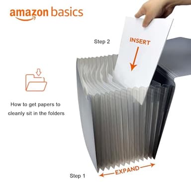 Amazon Basics Expanding Organizer File Folder, Letter Size - Black, 1-Pack - Image 3