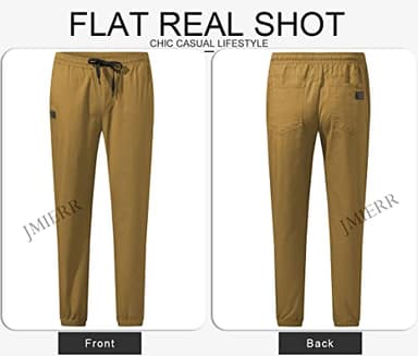 JMIERR Mens Casual Joggers Pants - Cotton Drawstring Chino Cargo Pants Hiking Outdoor Twill Track Jogging Sweatpants Travel Essentials Pants with Pockets for Men, XL, D Khaki - Image 5