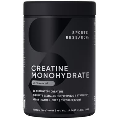 Sports Research Creatine Monohydrate - Gain Lean Muscle, Improve Performance and Strength and Support Workout Recovery* - 5 g Micronized Creatine - 17.46 oz - Image 1