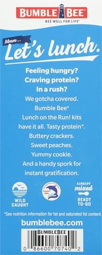 Bumble Bee Lunch On The Run Tuna Salad with Crackers Kit, 8.2 oz (Pack of 4) - Ready to Eat, Includes Crackers, Cookie & Peaches - Wild Caught Tuna - Shelf Stable & Convenient Source of Protein - Image 8