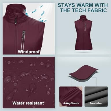 33,000ft Women's Lightweight Running Vest Outerwear with Pockets, Windproof Sleeveless Jacket for Golf Hiking Travel - Image 3