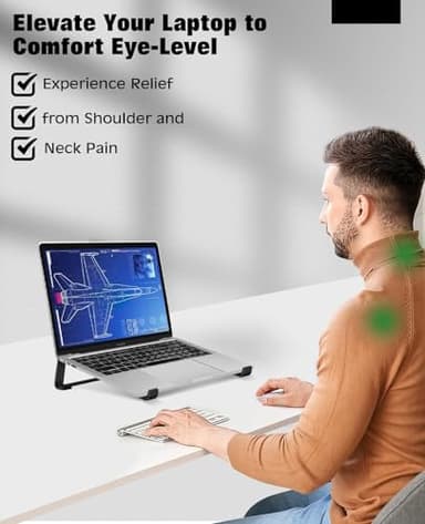 Thibault Aluminum Laptop Stand for Desk - Cooling Ergonomic Design - Fits MacBook Air Pro/DELL/HP/Lenovo/ThinkPad/Alienware - 13/14/15.6/16 -Easy Assembly- Ventilated Laptop Stand for Optimal Airflow - Image 5