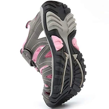 HOBIBEAR Girls Outdoor Closed-Toe Summer Sport Sandals-Grey/Pink - Image 5