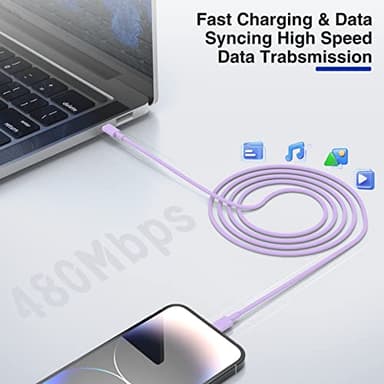 6ft iPhone Fast Charging Cable, 20W USB C Wall Charger With Type C to Lightning Cord for iPhone 14/13/12/11 Pro Max Plus, iPad - 2Pcs Purple - Image 4