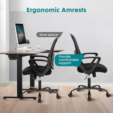 SMUG Home Office Computer Desk Chair - Ergonomic Mid-Back Mesh Swivel Rolling Work with Wheels, Comfy Lumbar Support and Armrest, for Bedroom, Study, Dorm, Student, Adults - Image 4