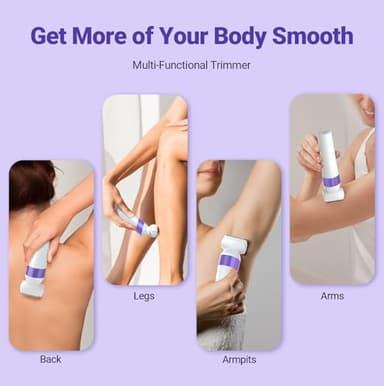 Bikini Trimmer for Women, IPX7 Waterproof Wet & Dry Electric Razors for Women, Bikini Legs Underarm Pubic Hairs Rechargeable Electric Shaver with 2 Trimmer Heads and Travel Razors - Image 2