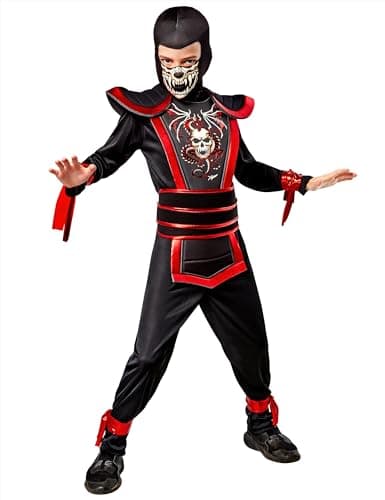 Rubies Ninja Light Warrior Glow In The Dark Costume Jumpsuit and Hood for Kids Boys, Small for Themed Parties and Halloween - Image 1