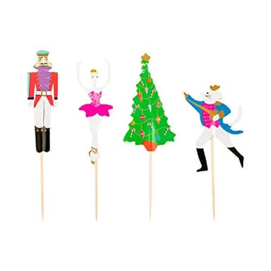 Top Cake Christmas Cupcake Toppers, 24 Nutcracker Holiday Cupcake Toppers - Assorted, Includes Christmas Tree, Ballerina, Nutcracker, And Rat King, Paper Xmas Cupcake Toppers - Restaurantware - Image 2