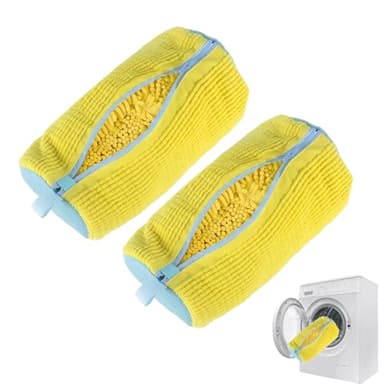 MURAEL Shoe Washing Machine Bag,Laundry Shoe Bag For Washer And Dryer,Shoe Washing Bag for Washing Machine, Shoe Cleaning Bag For All Shoe Types Reusable Shoe Washing Bag(Yellow 2pcs) - Image 1