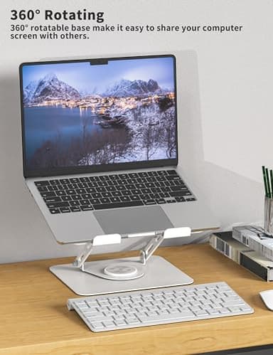 ALASHI Laptop Stand for Desk with 360° Rotating Base, Multi-Angle Adjustable Laptop Stands, Foldable Laptop Riser Compatible with 10 to 15.6 Inches PC Computer, White - Image 3