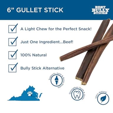 Best Bully Sticks 6 Inch Gullet Sticks - 25 Count (Pack of 1) - Natural, Thin, Hollow Esophagus Snack, Rawhide Alternative - Image 2