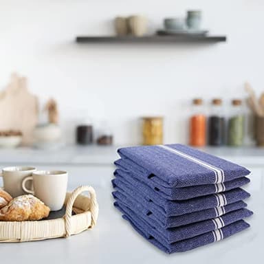 Lane Linen Kitchen Towel Set, 6 Pack 100% Cotton Hand Towels For Kitchen, Dish Towels For Drying Dishes, Lint Free, 14"x25", Good For Cleaning Windows, Ceramic Surface, Glass Stovetops - Blue Chambray - Image 6