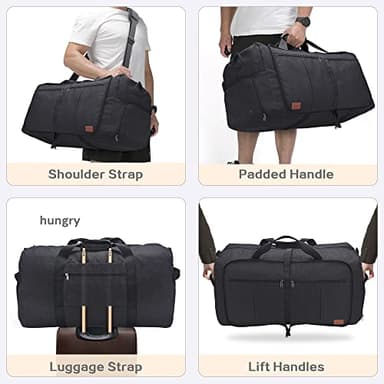 100L Travel Duffle Bag for Men, Urtala 32” Large Duffle Bag for Traveling with Shoe Compartment, Foldable Travel Duffel Bag Weekender Bag Gym Bag for Men Women Waterproof & Tear Resistant (Black) - Image 6