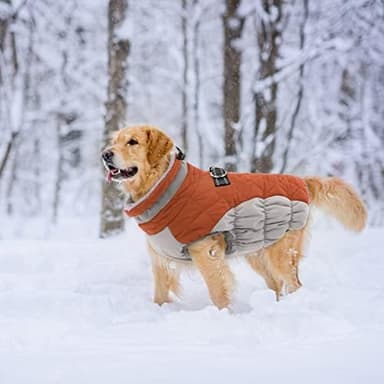 Lelepet Warm Dog Winter Coat Cold Weather Jacket Windproof Reflective Turtleneck Vest with Plush Neckline D-Ring for Leash Thick Fleece Lining Jacket Pet Apparel for Small Medium Large Dogs(X-Small - Image 5