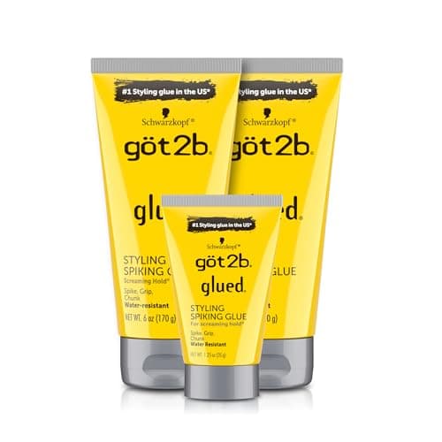 Got2B Glued Styling Spiking Hair Gel 2 - 6 oz tubes + 1 Travel 1.25 oz tube - Image 1