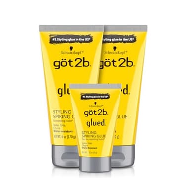 Got2B Glued Styling Spiking Hair Gel 2 - 6 oz tubes + 1 Travel 1.25 oz tube - Image 1