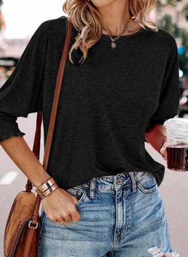 Dokotoo Women Blouses Summer Womens Tops 2025 Fall Outfits Clothes Plus Size Trendy Black Short Long Sleeve Shirts for Women Business Casual Teacher Fashion Womens Top Women's Clothing - Image 3