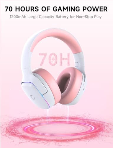 Gvyugke 2.4GHz Wireless Gaming Headsets for PS5, PS4, PC, Switch - Bluetooth 5.3 Gaming Headphones with Noise Canceling Mic, 7.1 Surround Sound, 70H Battery, RGB Lighting - Pink - Image 3