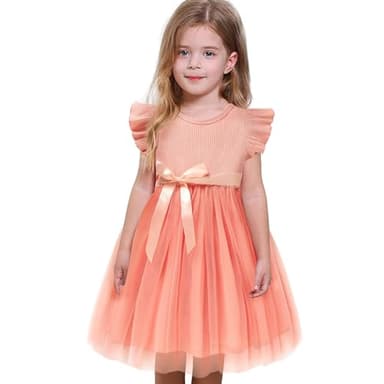 Sinhoon Toddler Girl Tulle Dress Summer Ruffle Sleeveless Baby Girl Fashion Casual Dresses(dusty rose,5T) - Image 2