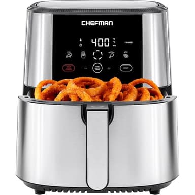 Chefman TurboFry® Touch Air Fryer, XL 8-Qt Family Size, One-Touch Digital Control Presets, French Fries, Chicken, Meat, Fish, Nonstick Dishwasher-Safe Parts, Automatic Shutoff, Stainless Steel - Image 1