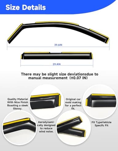 Breejoy in-Channel Rain Guards Fit for Truck Chevy Silverado 1500/GMC Sierra 1500 2019-2025 Crew Cab Window Rain Guards Visors Vent Visors Window Deflector Vent Shades Car Accessories -4 pcs - Image 7