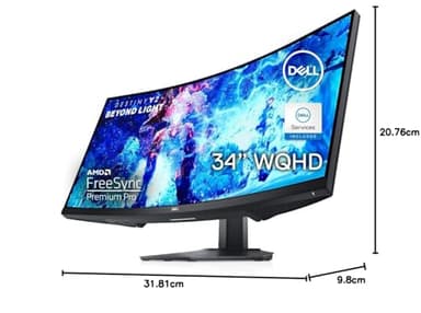 Dell S3422DWG Curved Gaming Monitor - 34 Inch 1800R Curved Screen with 144Hz Refresh Rate, WQHD (3440 x 1440) Display, HDMI, DP to DP 1.4 Cable, AMD FreeSync - Black - Image 14