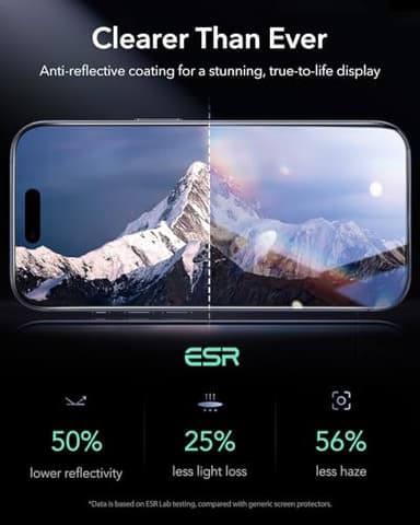 ESR 3 Pack 9H+ Glass for iPhone 17 Pro Max Screen Protector, [Military-Grade Shatterproof], with AR Anti-Reflective Technology, Armorite Ultra-Tough Tempered Glass with Ultra Fit Tray - Image 6