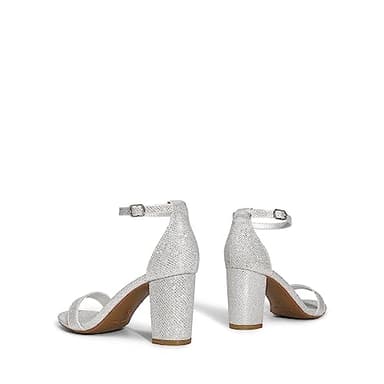 DREAM PAIRS Women's Chunk Low Heel Pump Sandals,Size 7.5W,Silver-Glitter,CHUNK - Image 3