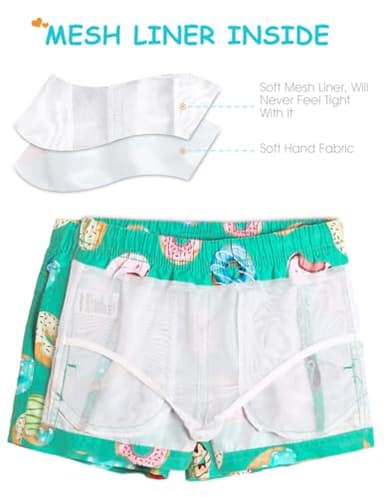 maamgic Boys Swim Trunks Toddler Swim Shorts Little Boys Bathing Suit Swimsuit Toddler Boy Swimwear,Doughnut-Green,3 T - Image 3