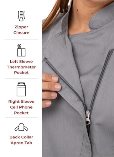 Chef Works Women's Hartford Chef Coat, Grey, Medium - Image 4