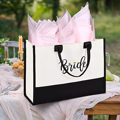 Lamyba Bride To Be Gifts for Wedding, Bridal Shower Gifts, Bachelorette Party, Engagement,Honeymoon, Bride Bag Tote with Makeup Bag - Image 2