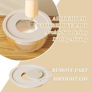 Mixing Bowls with Lids Set, 6 Piece Stainless Steel Nesting Storage Bowls for Kitchen, with 3 Grater Attachments & Non-Slip Bottoms, Size 5.5,3.5,2.5,2.1,1.5,1.1 QT - Image 6